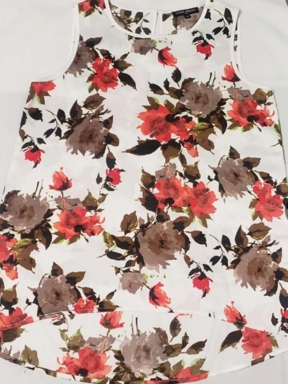 Mario Serrani White Girls' Dress with Red & Brown Floral Print